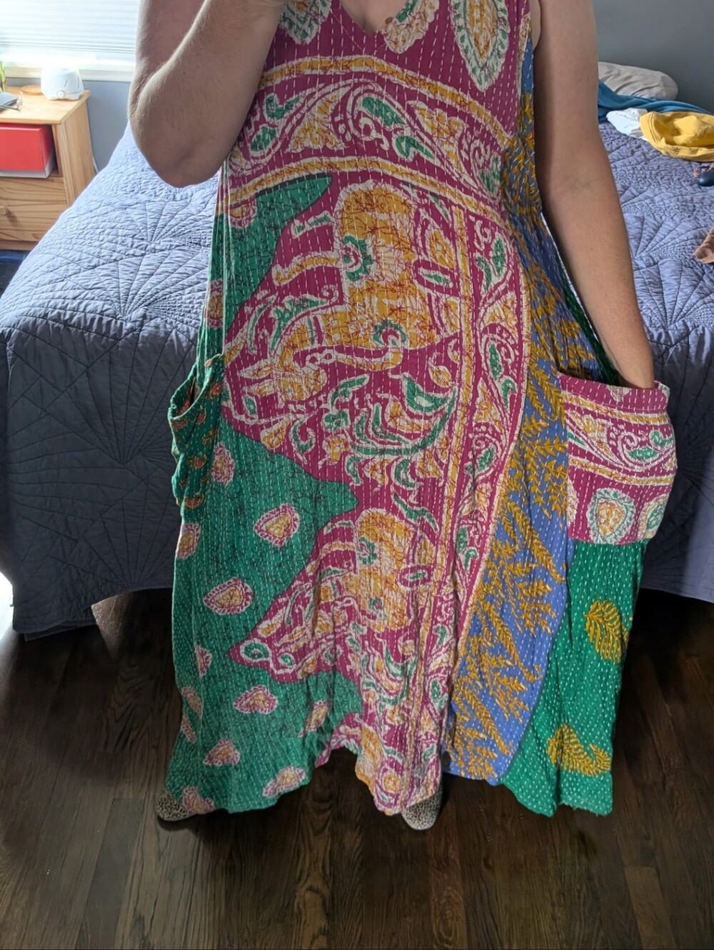 Kantha Bae Sleeveless V-neck Harmony Maxi Dress With POCKETS! - Picture 3 of 6